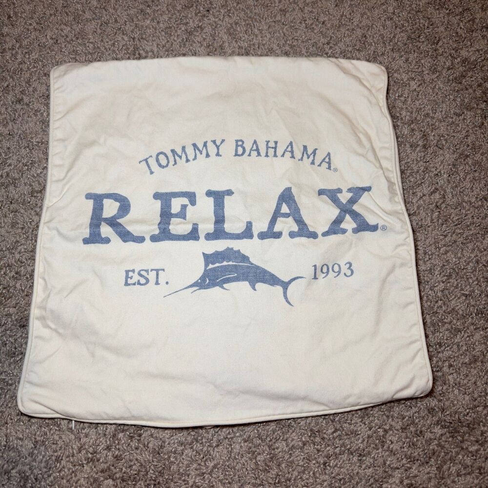 Tommy Bahama Relax Throw Pillow Blue White Swordfish Nautical Indoor Outdoor